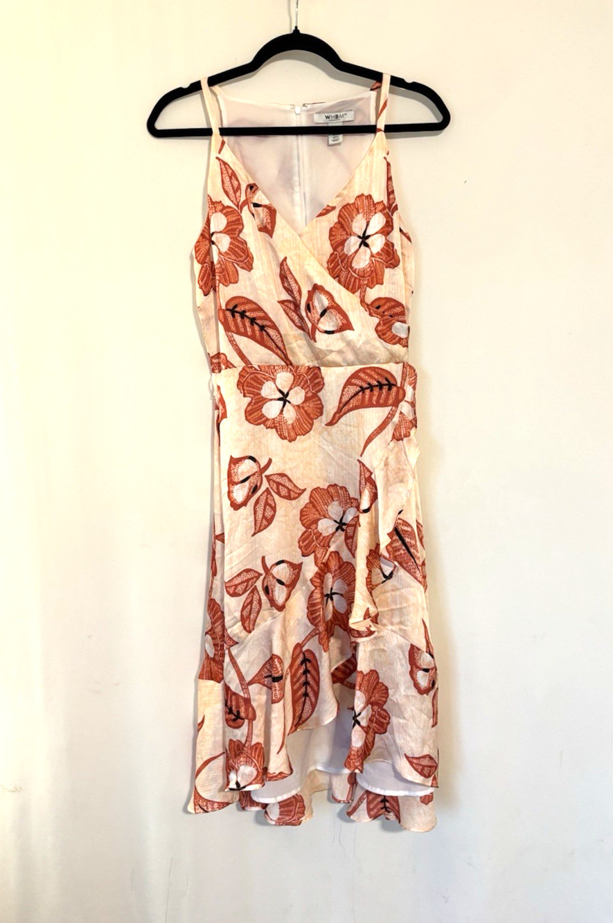 WHBM Dress 4 Fit & Flare Floral Boho Orange Ruffles Cocktail